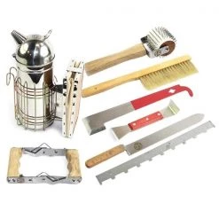 Good Land Bee Supply Bee Smoker, Frame Spacer, Serrated Decapping / Uncapping Knife & Roller, Frame Grip, J-Hook