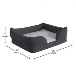 Flash Furniture Gray 25x20 Orthopedic Memory Foam Bolster Dog Bed -Animal&Pet Supplies store Belnick20LLC AJxxORTHOxx00188xxGYxxGGxxDIMSxx569cf1