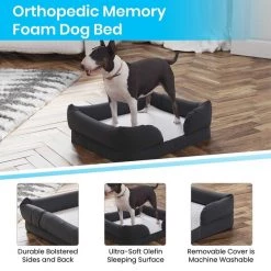 Flash Furniture Gray 25x20 Orthopedic Memory Foam Bolster Dog Bed -Animal&Pet Supplies store Belnick20LLC AJxxORTHOxx00188xxGYxxGGxxinset4xxf7cd5b