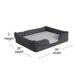 Flash Furniture Gray 36x28 Orthopedic Memory Foam Bolster Dog Bed -Animal&Pet Supplies store Belnick20LLC AJxxORTHOxx00189xxGYxxGGxxDIMSxx65203b