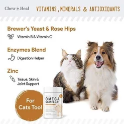 Chew + Heal Omega Skin & Coat - 180 Chews -Animal&Pet Supplies store Click20Industries20LLC 1312309xx0b3954