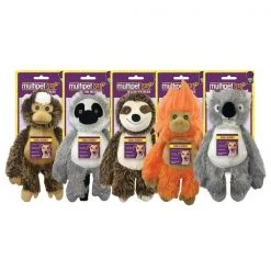 Multipet Bark Buddies Assorted Monkey Lemur Sloth Tamarin and Koala Polyester Dog Toy Medium