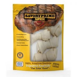 Savory Prime Small Knotted Bone Rawhide 4-5 in. L , 4PK