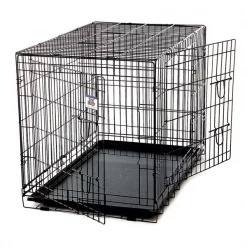 Miller Mfg Pet Lodge Extra Large Metal Double Door Dog Crate Black 30 in. H X 27 in. W X 42 in. D