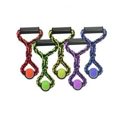 Multipet Assorted Rope Tug with Tennis Ball and Handle Cotton Dog Toy Large
