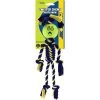 Petsport Twisted Chews Blue/Yellow Braided Rasta Man Cotton Rope with Tennis Ball Dog Toy 1 pc