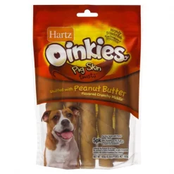 Hartz Oinkies Peanut Butter Grain Free Pig Skin Twists For Dogs 5 in. 5 pk, 5PK