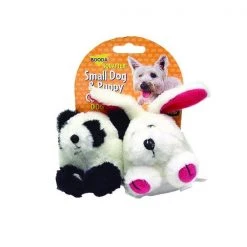 Booda Assorted Squatter Panda/Rabbit Plush Pet Toy Small , 2PK