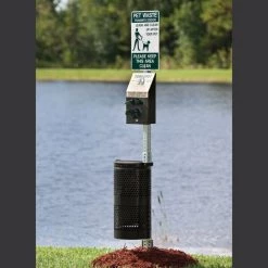 Dogipot Pole Mounted Pet Waste Station, Black