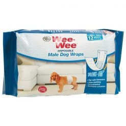 Four Paws Wee-Wee Disposable Male Dog Wraps 12Pcs