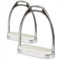 Jacks Imports Stainless Steel Fillis Stirrups with White Pads 4-3/4"