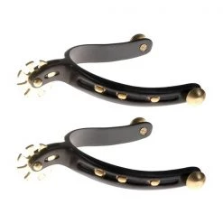 Jacks Imports Black Steel Spurs with Horseshoe Band