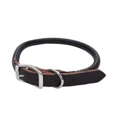 Coastal Pet Circle T Latigo Leather Dog Collar Round 5/8" 16"
