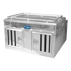 Uws/United Welding Services TWO DOOR DIAMOND PLATE ALUMINUM NORTHERN DOG BOX (48X48 BASE 27IN TALL)