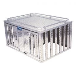 Uws/United Welding Services TWO DOOR DIAMOND PLATE ALUMINUM SOUTHERN DOG BOX (48X48 BASE 24INTALL)