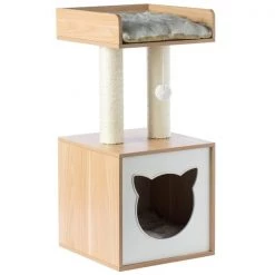 Pawsmark Cat Tree Play House Condo Cube Cave, Platform, Scratcher Post and Ball Toy -Animal&Pet Supplies store Quickway20Imports20Inc 672766xx650143