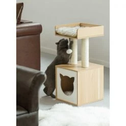 Pawsmark Cat Tree Play House Condo Cube Cave, Platform, Scratcher Post and Ball Toy -Animal&Pet Supplies store Quickway20Imports20Inc 672770xx6d4321
