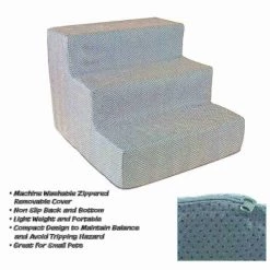 Pet Adobe High Density Foam Stairs 3 Step Design, Ramp for Small Dogs, Cats with Cover, Gray -Animal&Pet Supplies store TG20Midco20LLC20dba20Trademark20Global20LLC 113544dfuxx2xxe1a2b9