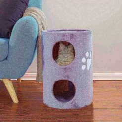 Cat Condo 2 Story Double hole with scratching surface 14in diameter 20.5in high gray by Pet Adobe -Animal&Pet Supplies store TG20Midco20LLC20dba20Trademark20Global20LLC 129409xsvxx3xxf1d2db