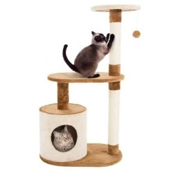 Pet Adobe Multi-Level Condo, Scratching Posts, Play Area with Perches and Toys, 37.5" Tall, for Cats
