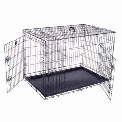 2193 Pet Adobe 42" Folding Pet Crate Double Door Kennel Wire Cage for Dogs, Cats or Rabbits