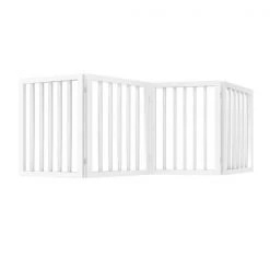 Pet Adobe Freestanding 4 Panel Pet Gate Wooden Folding Fence with Expandable Divider for Homes (White) -Animal&Pet Supplies store TG20Midco20LLC20dba20Trademark20Global20LLC 272310epyxx7xx30251e