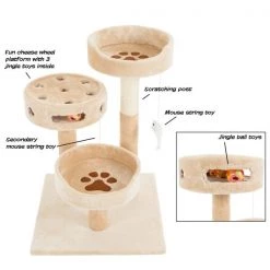 Pet Adobe 3-Tier Cat Tree House- Play Area with 3 Perches, Scratching Poles and Toys- 27.5 inch Tall -Animal&Pet Supplies store TG20Midco20LLC20dba20Trademark20Global20LLC 277696ayuxx2xxb53880