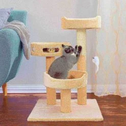 Pet Adobe 3-Tier Cat Tree House- Play Area with 3 Perches, Scratching Poles and Toys- 27.5 inch Tall -Animal&Pet Supplies store TG20Midco20LLC20dba20Trademark20Global20LLC 277696ayuxx3xx16e5d0