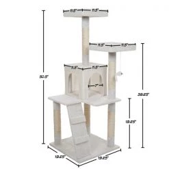Pet Adobe Cat Tree House, Multi-Level, Scratching Posts, Condos, and Perches, 50-inches Tall, White -Animal&Pet Supplies store TG20Midco20LLC20dba20Trademark20Global20LLC 311020wikxx1xxcf4bbc