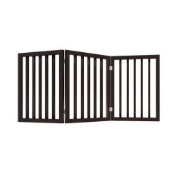 Pet Adobe Freestanding 3 Panel Pet Gate Wooden Folding Fence with Expandable Divider for Homes (Brown) -Animal&Pet Supplies store TG20Midco20LLC20dba20Trademark20Global20LLC 325355uuexx7xx034d31