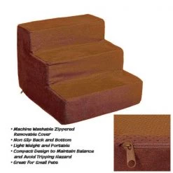 Pet Adobe High Density Foam Stairs 3 Step Design, Ramp for Small Dogs, Cats with Cover, Brown -Animal&Pet Supplies store TG20Midco20LLC20dba20Trademark20Global20LLC 330378vsgxx2xx8e4aac