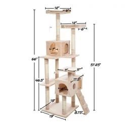 Pet Adobe Cat Tree House, Multi-Level, Scratching Posts, Condos, Perches & Toys, 66-"Tall, Beige -Animal&Pet Supplies store TG20Midco20LLC20dba20Trademark20Global20LLC 367508wfdxx1xx62cbf9