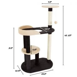 Cat Tree 3 tier 42.25in high with 2 scratching posts Black and Tan by Pet Adobe -Animal&Pet Supplies store TG20Midco20LLC20dba20Trademark20Global20LLC 386931ihcxx1xx7f9ceb