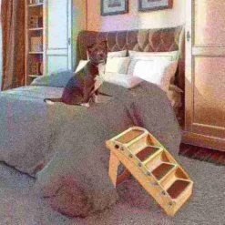 Pet Adobe Folding Stairs 4-Step Design, Side Rails and Foam Pads for Dogs, Cats and Puppies, Tan -Animal&Pet Supplies store TG20Midco20LLC20dba20Trademark20Global20LLC 431713dwvxx3xx03f4a9