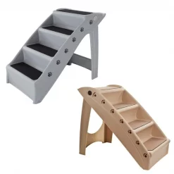 Pet Adobe Folding Stairs 4-Step Design, Side Rails and Foam Pads for Dogs, Cats and Puppies, Tan -Animal&Pet Supplies store TG20Midco20LLC20dba20Trademark20Global20LLC 431713dwvxx5xx6d7092