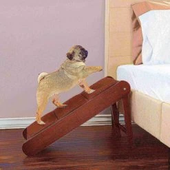 Pet Adobe Folding Pet Ramp- Padded Inclined Transition For Dogs, Cats & Puppies Up to 80lbs (Brown)