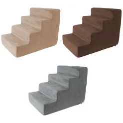 Pet Adobe High Density Foam Stairs 4 Step Design, Ramp for Small Dogs, Cats with Cover, Gray -Animal&Pet Supplies store TG20Midco20LLC20dba20Trademark20Global20LLC 478231ldtxx5xx6b222b