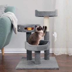 Pet Adobe 3-Tier Cat Tower and Interactive Toy, Gray -Animal&Pet Supplies store TG20Midco20LLC20dba20Trademark20Global20LLC 482662aftxx3xxbccdbc