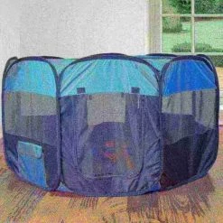 Pet Adobe Portable Pop-Up Pet Playpen (Blue/Black)