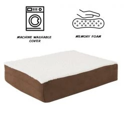 Orthopedic Sherpa Top Pet Bed with Memory Foam and Removable Cover 20x15x4 Brown by Pet Adobe -Animal&Pet Supplies store TG20Midco20LLC20dba20Trademark20Global20LLC 516981yoyxx2xxff7fec