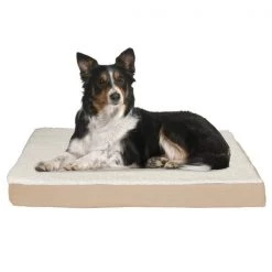Pet Adobe Memory Orthopedic Foam Dog Bed- Sherpa Top and Removable Cover- 36x27x4, Tan