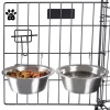 Pet Adobe Set of 2 Stainless Steel Hanging Pet Bowls, Cage, Kennel, for Food and Water | Dogs / Cats, 20-Fl Oz