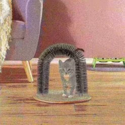 Pet Adobe Self-Grooming Cat Arch with Bristle Ring Brush and Base Groomer | Controlling Healthy Fur and Claws