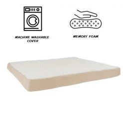 Orthopedic Sherpa Top Pet Bed with Memory Foam and Removable Cover 44x35x4.75 Tan by Pet Adobe -Animal&Pet Supplies store TG20Midco20LLC20dba20Trademark20Global20LLC 561543acixx2xxc8316e