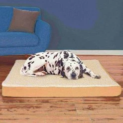 Orthopedic Sherpa Top Pet Bed with Memory Foam and Removable Cover 44x35x4.75 Tan by Pet Adobe -Animal&Pet Supplies store TG20Midco20LLC20dba20Trademark20Global20LLC 561543acixx5xxac4f3b