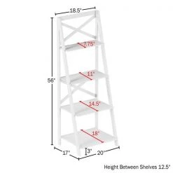 Hastings Home Ladder Bookcase X Back Frame, White -Animal&Pet Supplies store TG20Midco20LLC20dba20Trademark20Global20LLC 565077kocxx1xx294f75