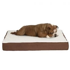 Pet Adobe Memory Orthopedic Foam Dog Bed- Sherpa Top and Removable Cover- 30x20.5x4, Brown