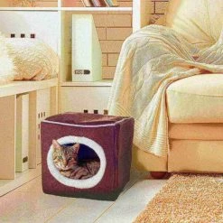 Pet Adobe Cozy Cave Enclosed Cube Pet Bed - Dark Coffee