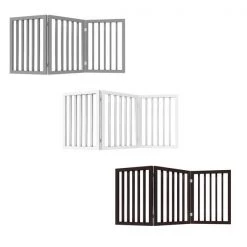 Pet Adobe Freestanding 3 Panel Pet Gate Wooden Folding Fence with Expandable Divider for Homes (Gray) -Animal&Pet Supplies store TG20Midco20LLC20dba20Trademark20Global20LLC 637768ghgxx5xx2b7482