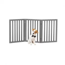 Pet Adobe Freestanding 3 Panel Pet Gate Wooden Folding Fence with Expandable Divider for Homes (Gray) -Animal&Pet Supplies store TG20Midco20LLC20dba20Trademark20Global20LLC 637768ghgxx6xx508a55